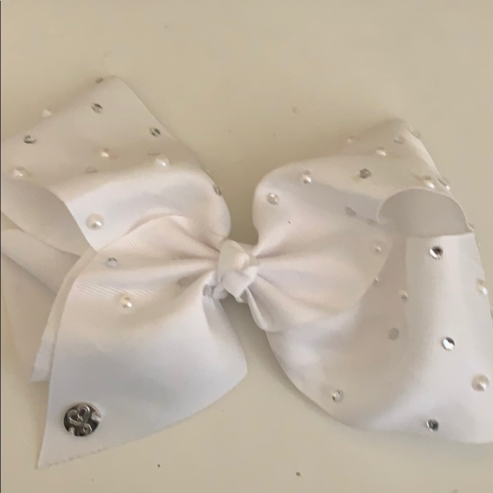 white jojo bow with rhinestones